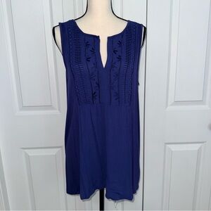 Cable & Gauge Blue Embroidered Sleeveless Boho Knit Top XL
